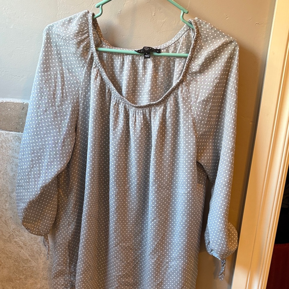Fred David Light Gray Polka Dot Blouse